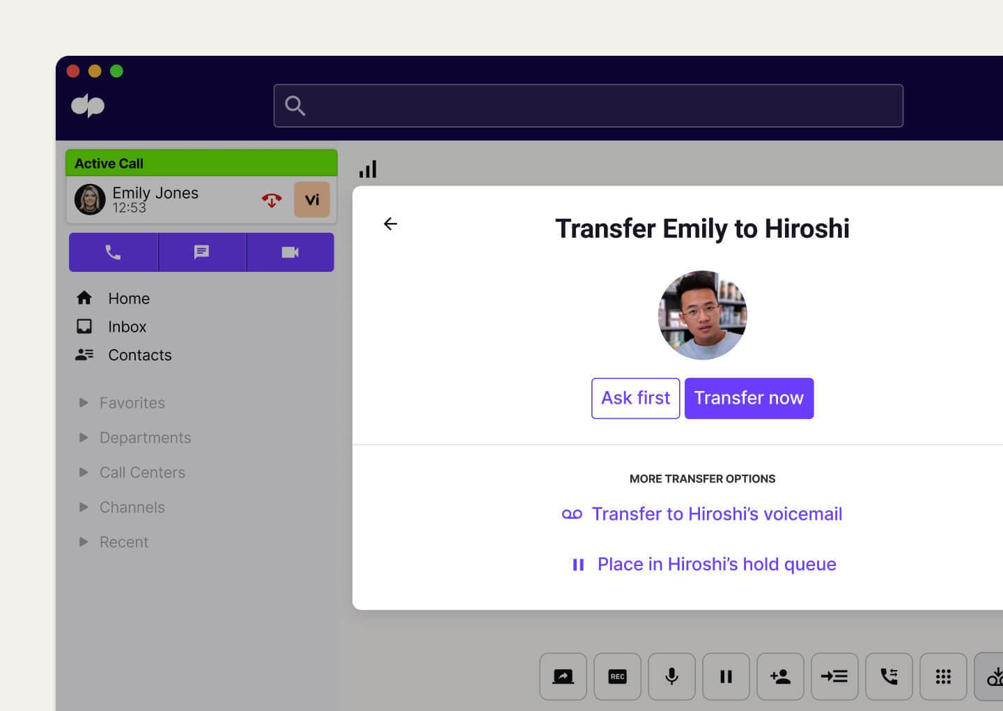 Dialpad's call transfer feature