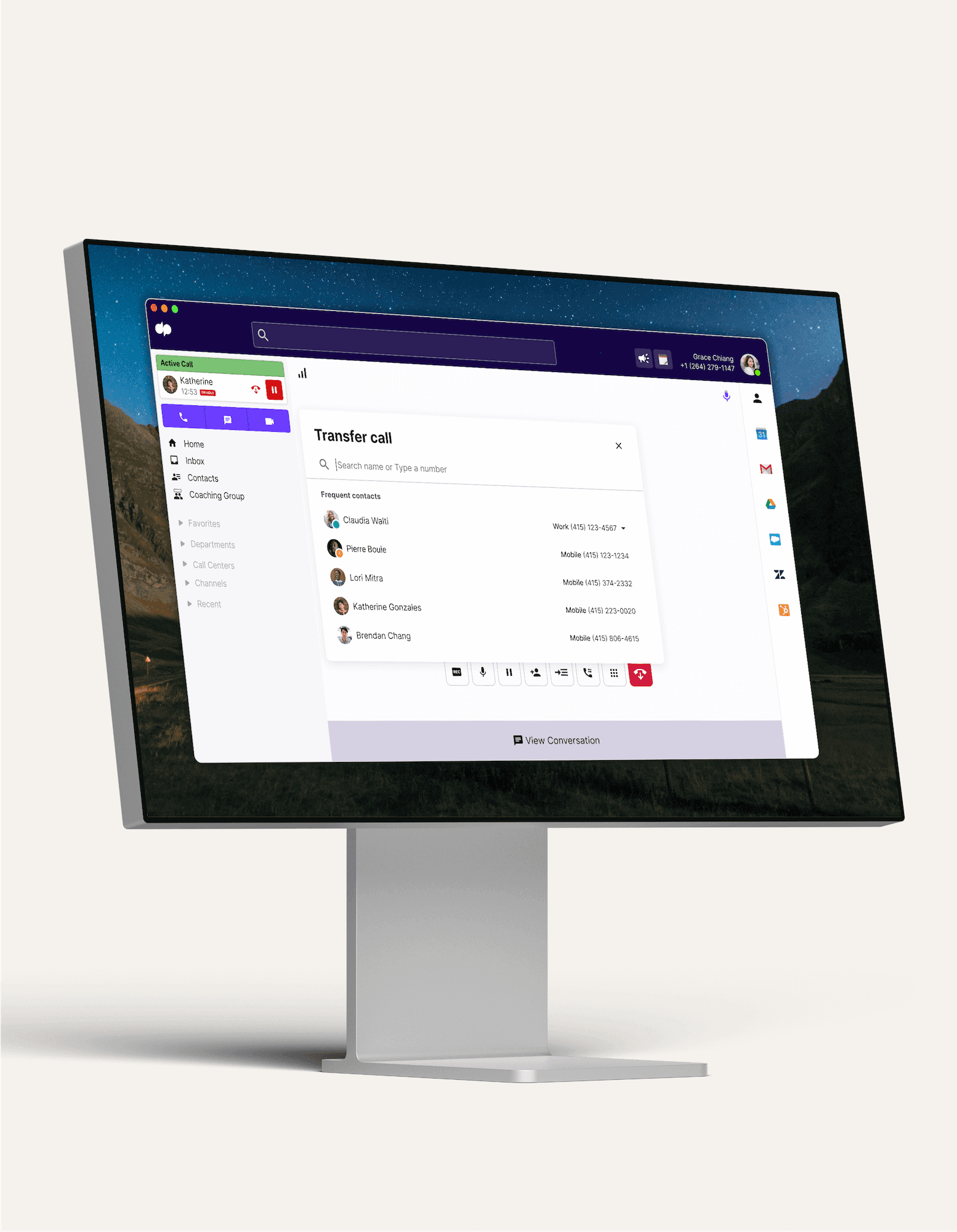 monitor displaying dialpad interface