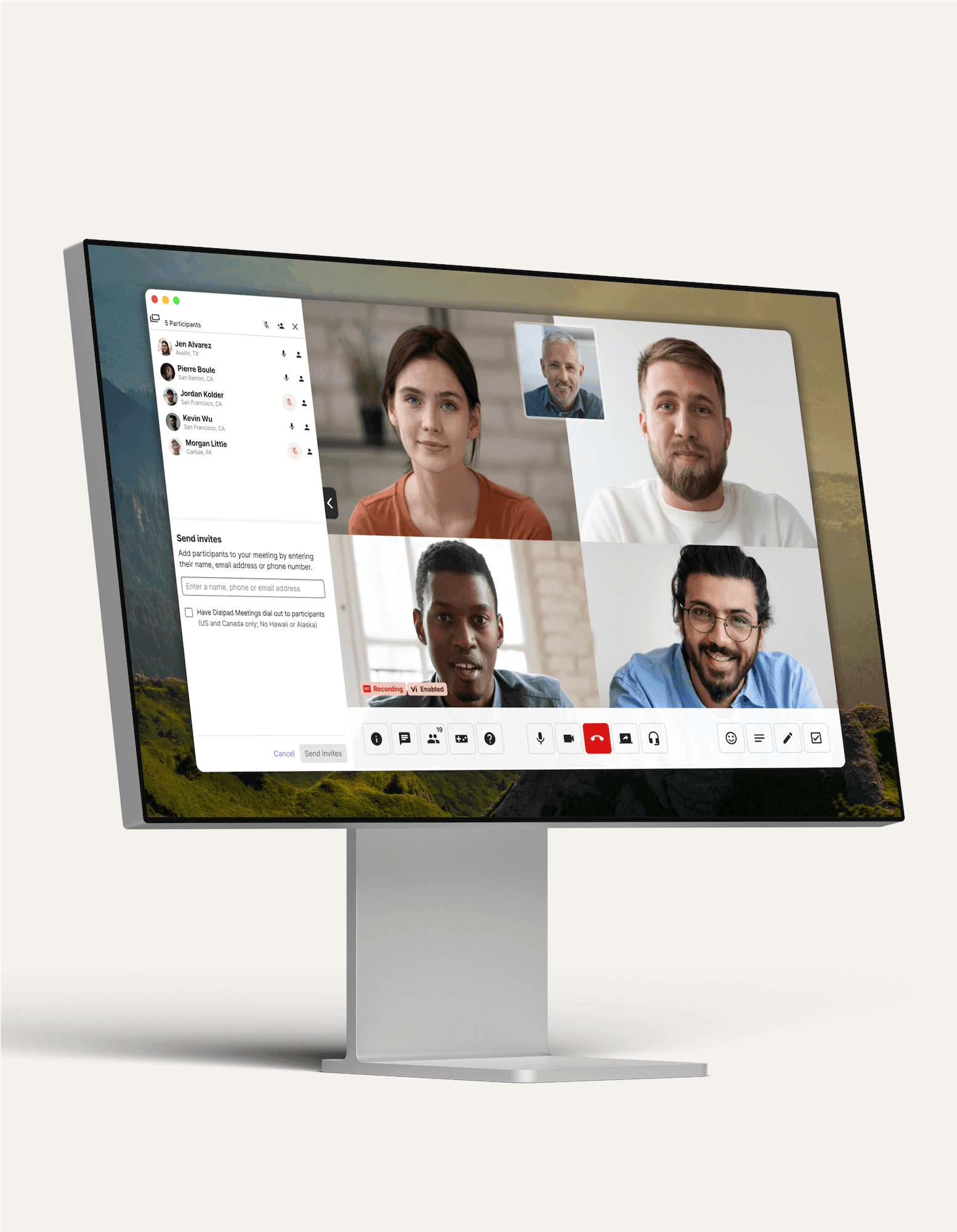 A video conference call happening in Dialpad