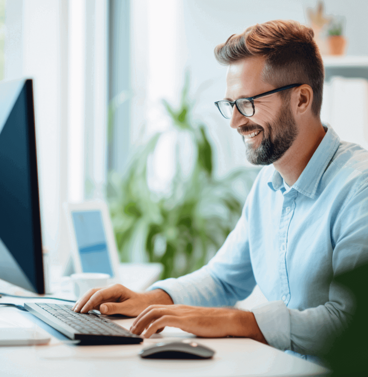 A man working on a computer