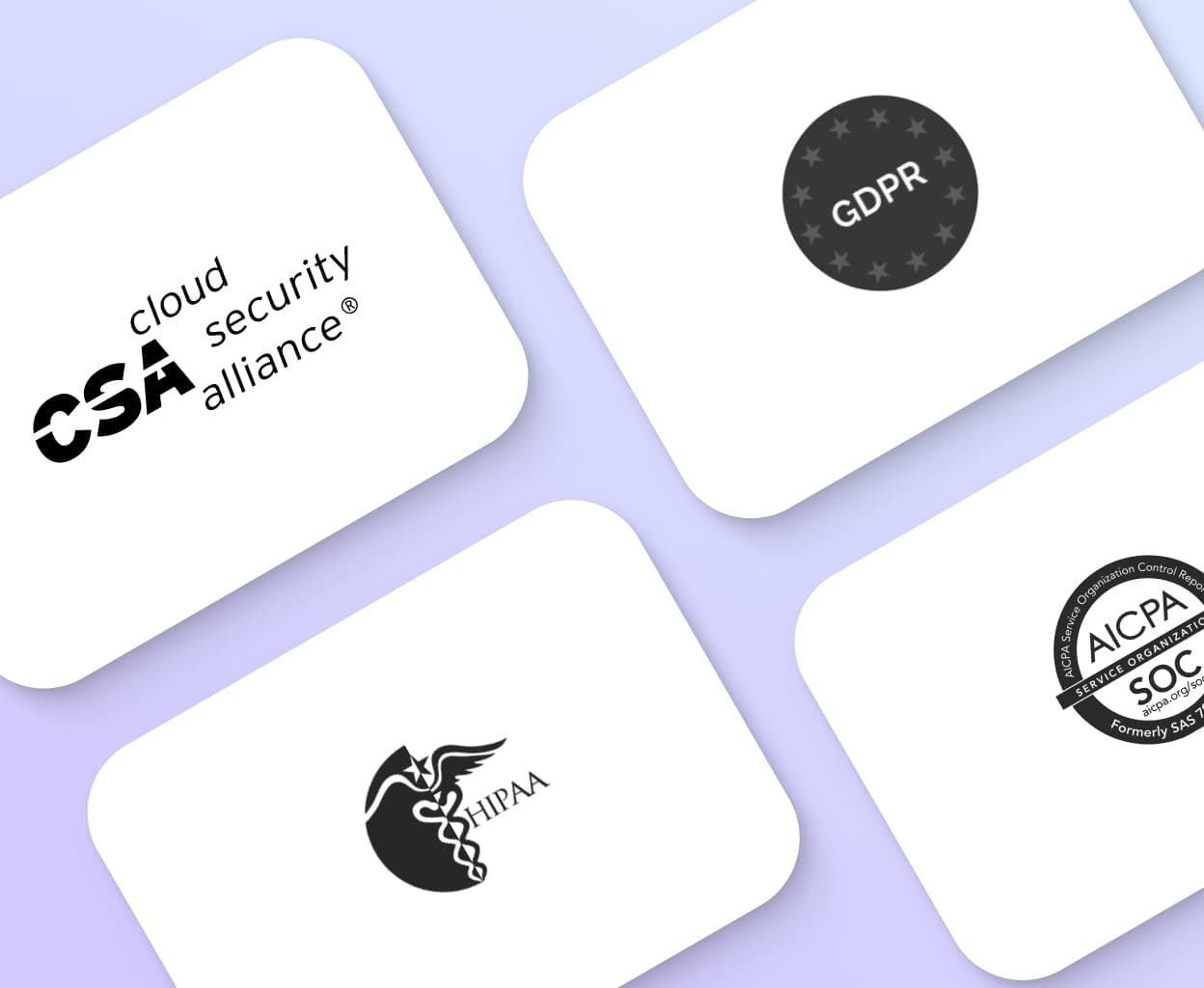 Logos of Dialpads compliance certifications and memberships