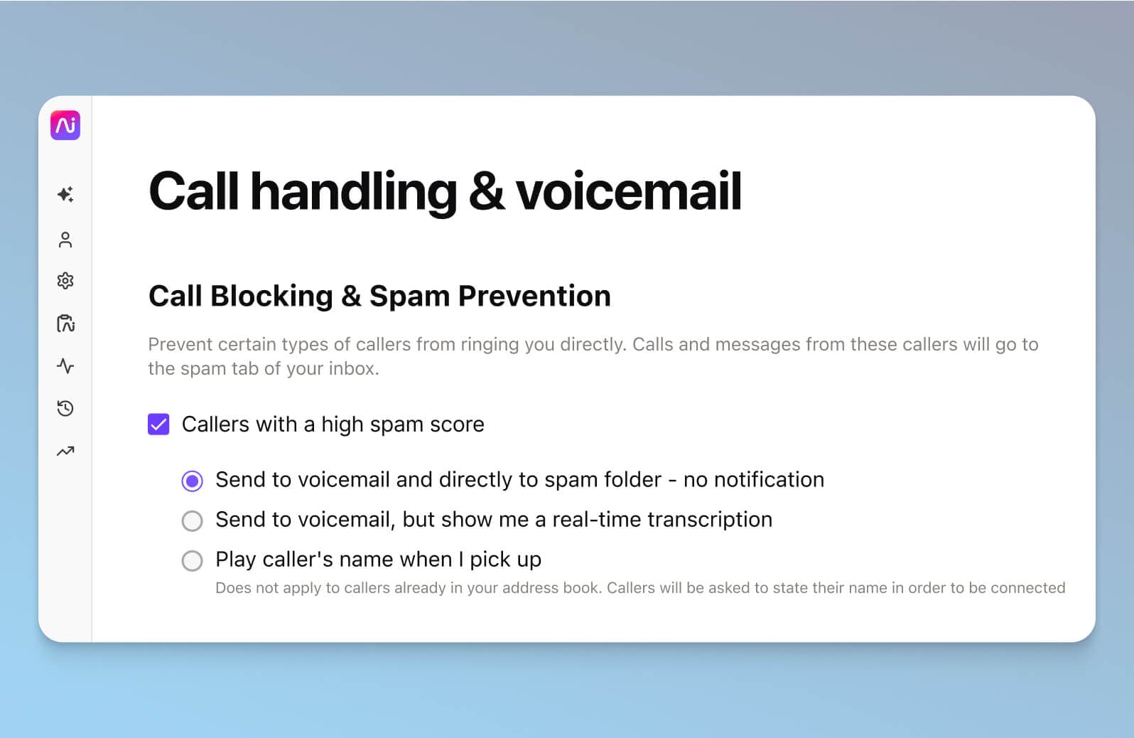 Screenshot of setting up call blocking in Dialpad's online dashboard