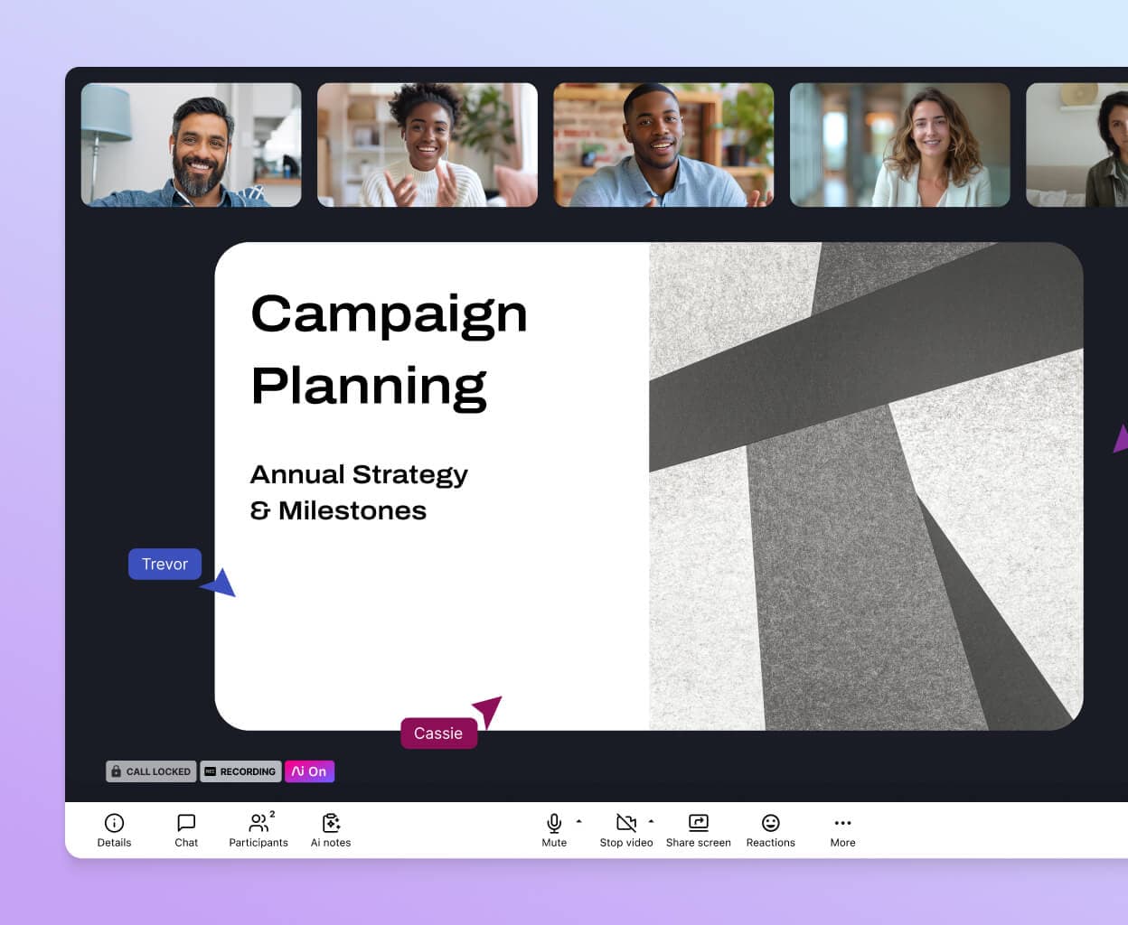 Screenshot of the screen sharing feature in Dialpad Ai Meetings