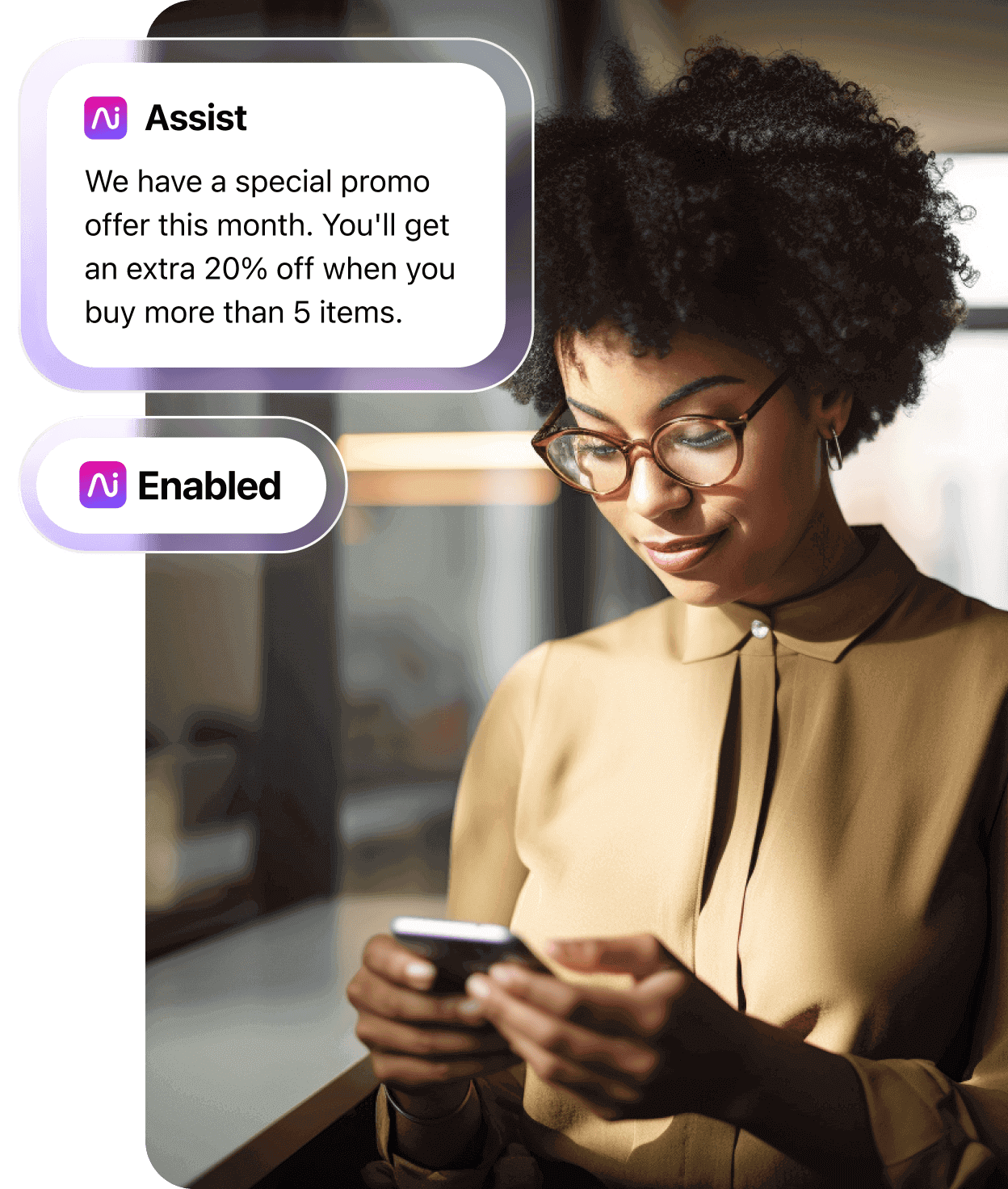 A woman using a mobile device
