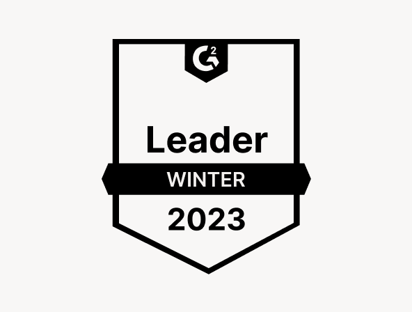 Screenshot of G2 leader badge for Winter 2023