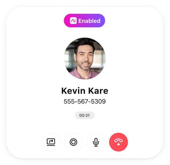 Screenshot of an ongoing phone call