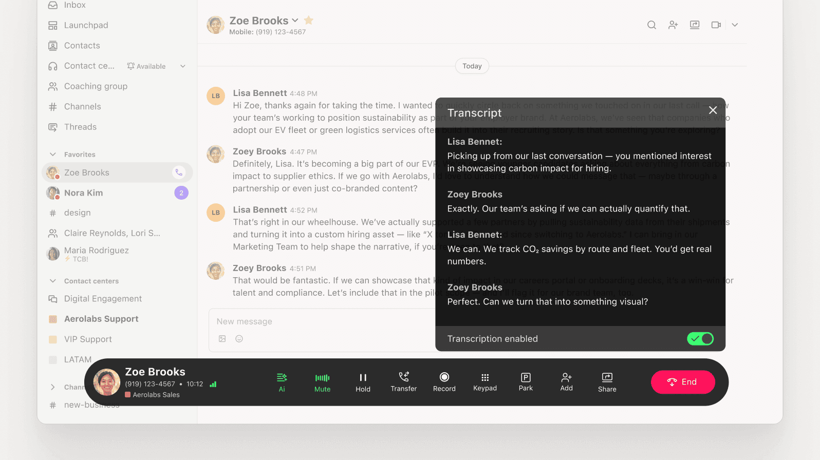 Dialpad live transcription powered by Ai