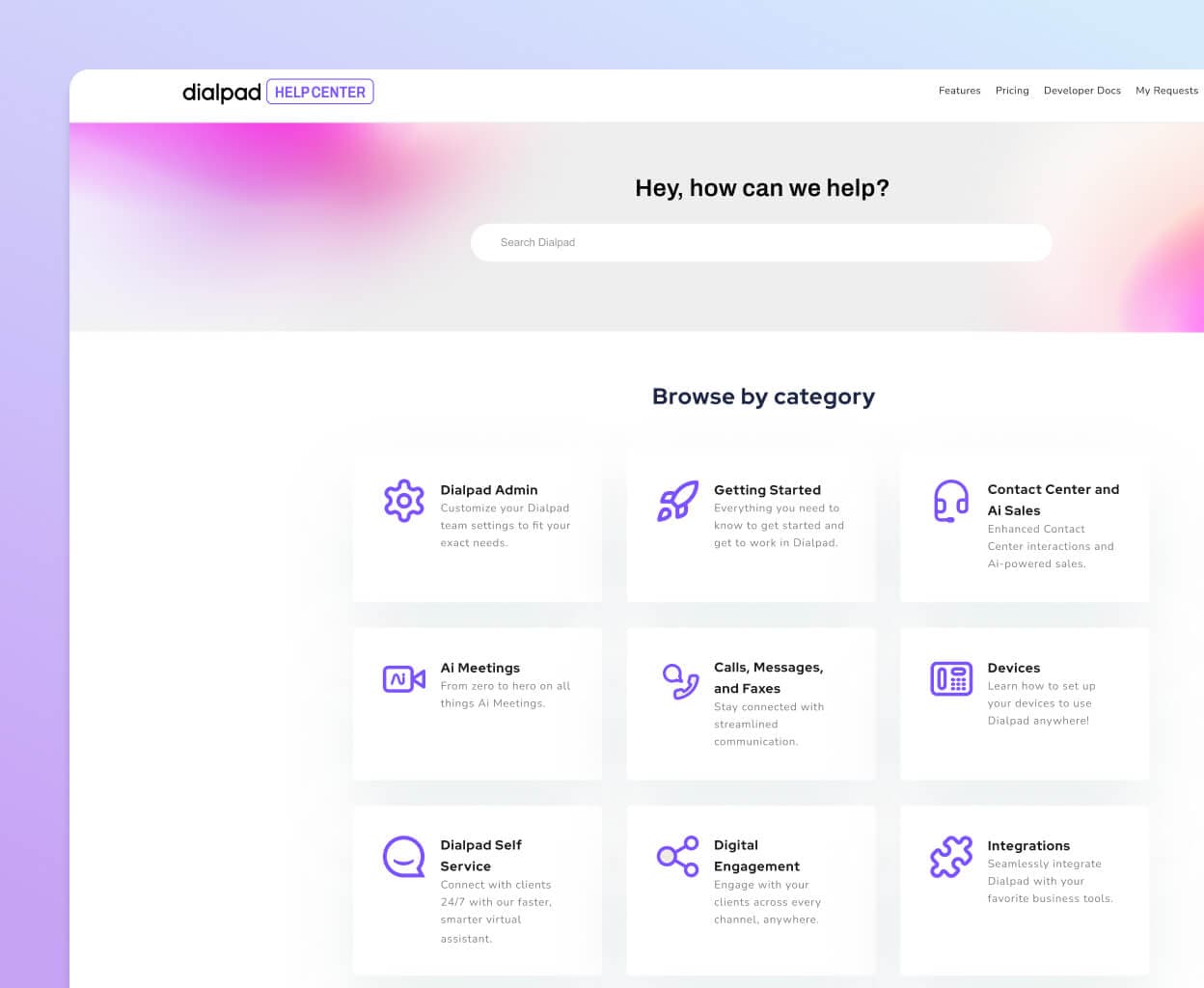 Screenshot of Dialpad's online help center