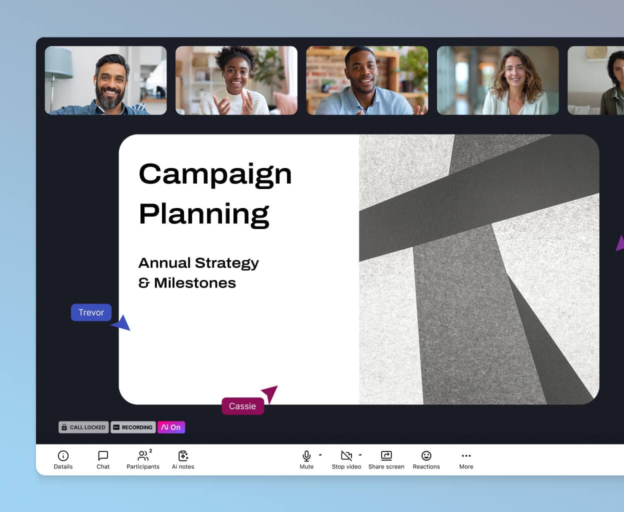 Screenshot of the screen sharing feature in Dialpad Ai Meetings