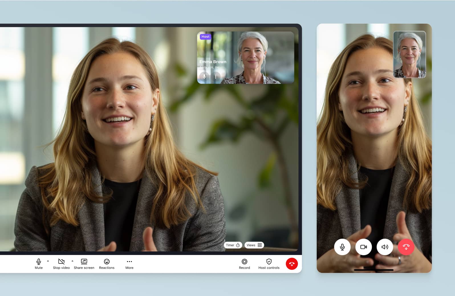 A video call happening in Dialpad app