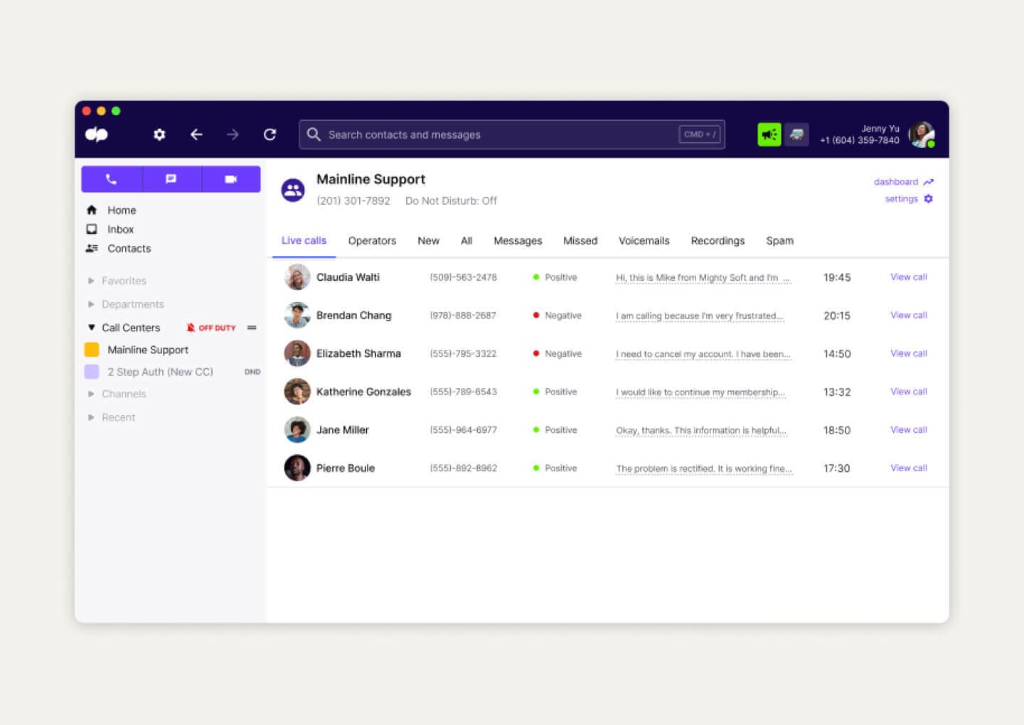 Dialpad's Ai-powered live sentiment analysis feature