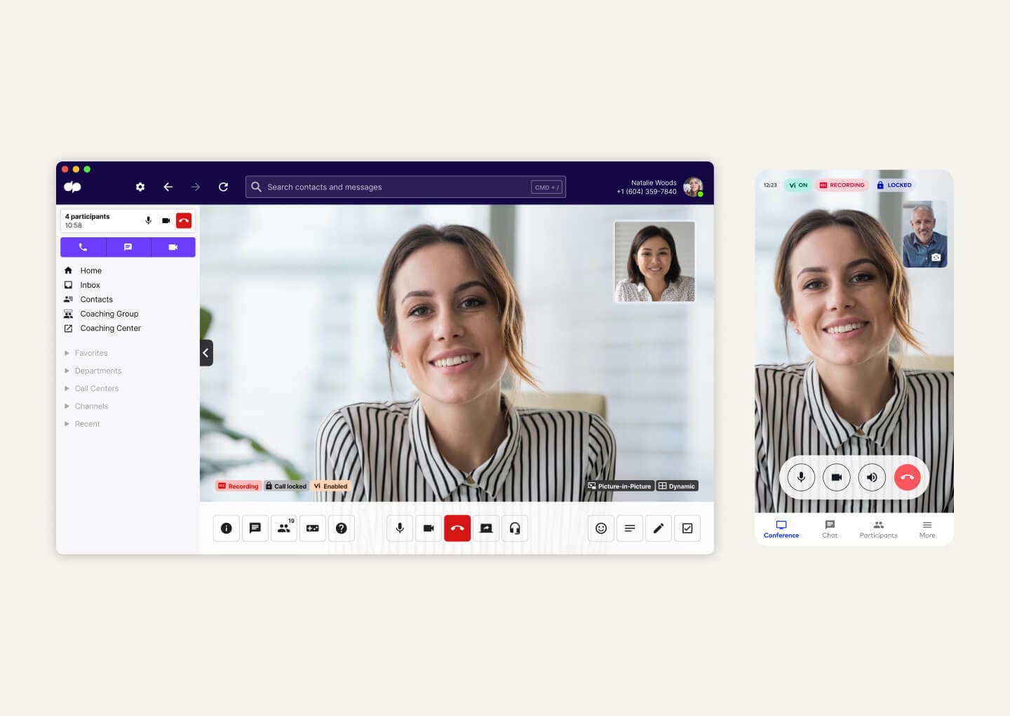 A video conference happening in Dialpad's desktop and mobile app.