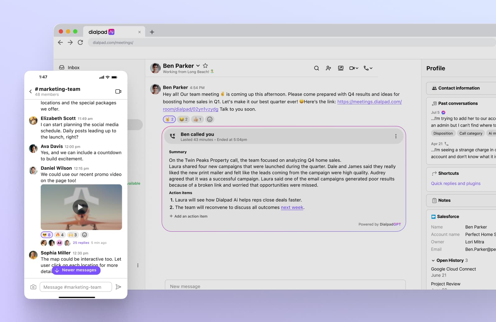 With Dialpad you can make VoIP calls, send messages, and more from the same interface.
