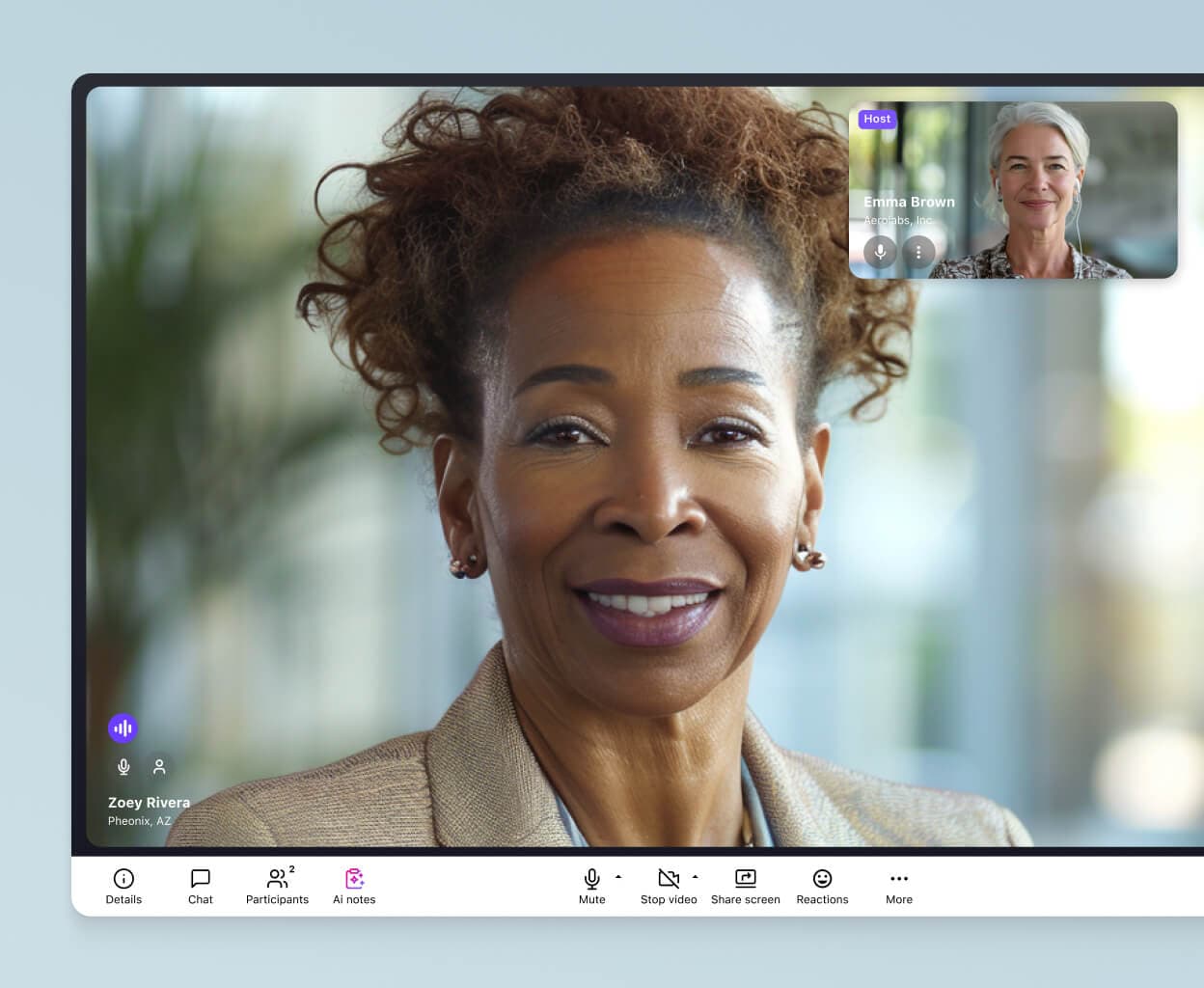 A video call happening in Dialpads desktop app