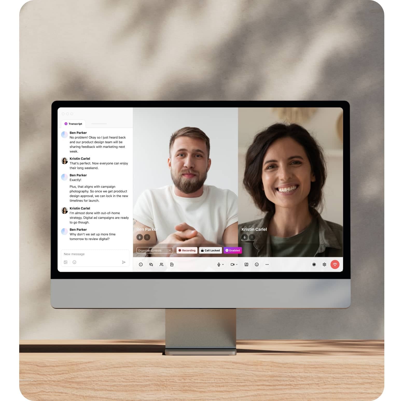 Screenshot of Dialpad Ai transcribing a video call in real time