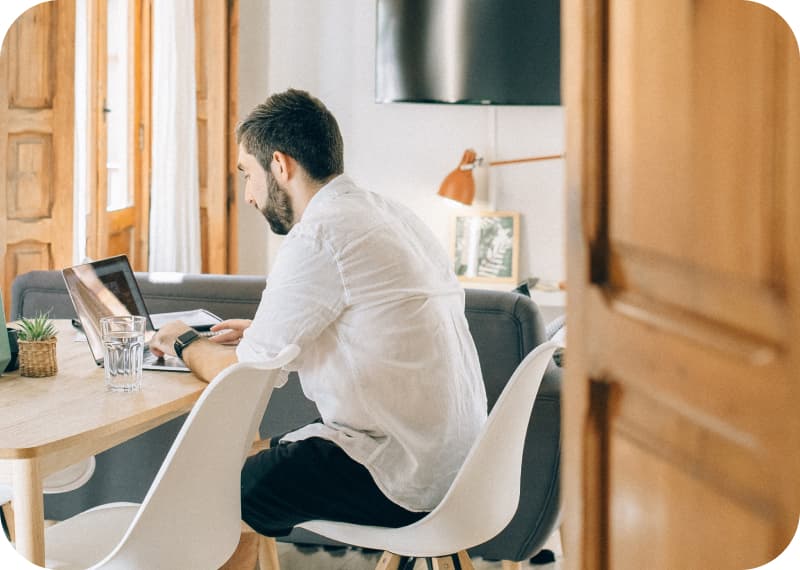 A person working on his computer