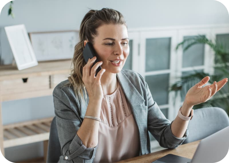 A woman talking on phone