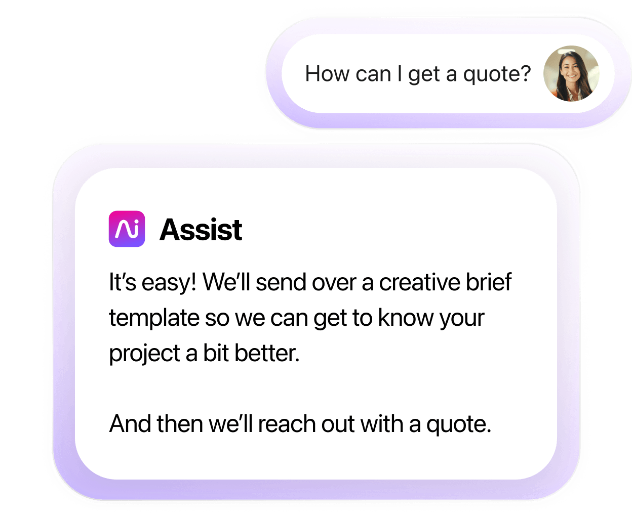Screenshot of an inquiry from a customer about getting a quote