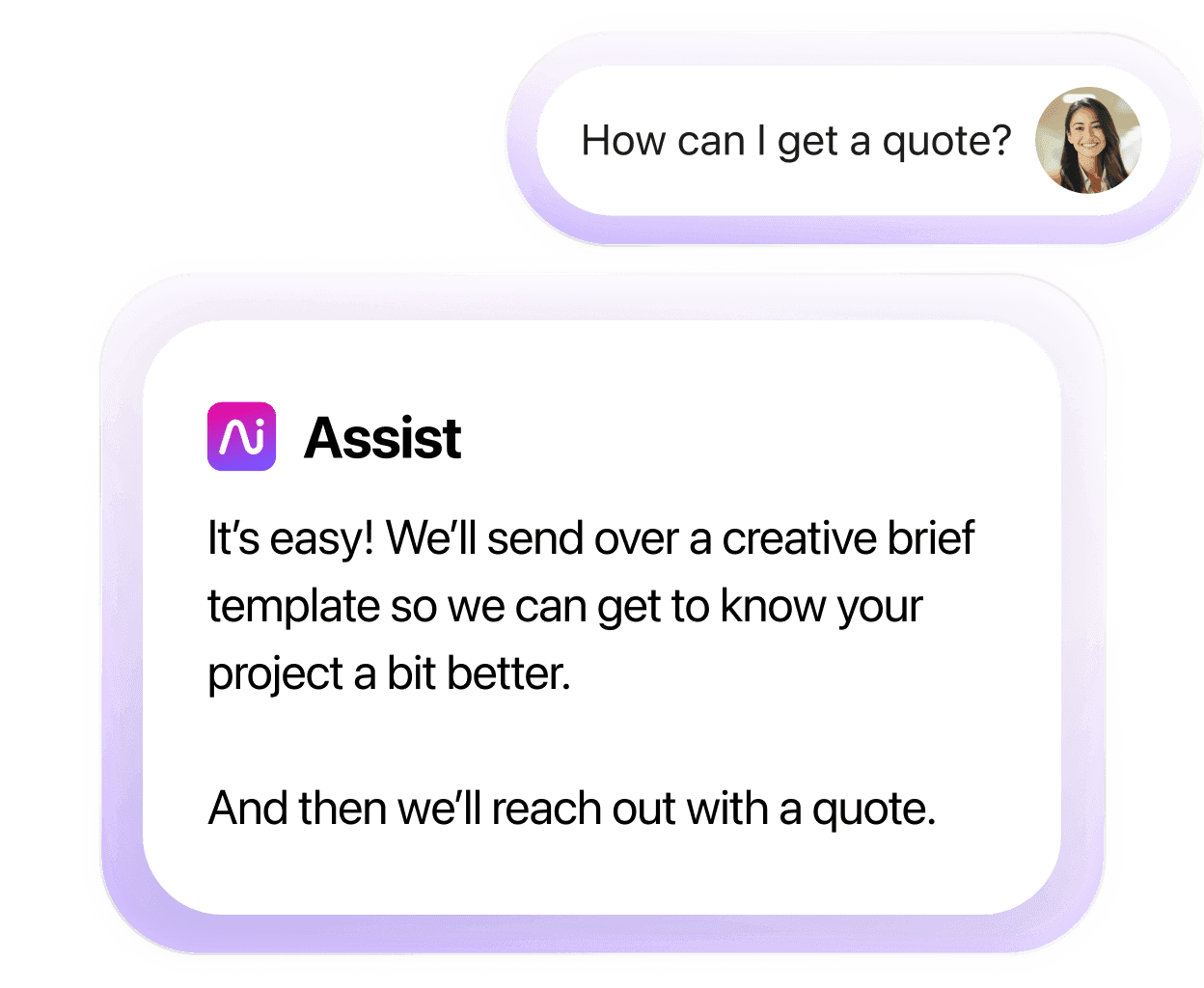 Screenshot of an inquiry from a customer about getting a quote