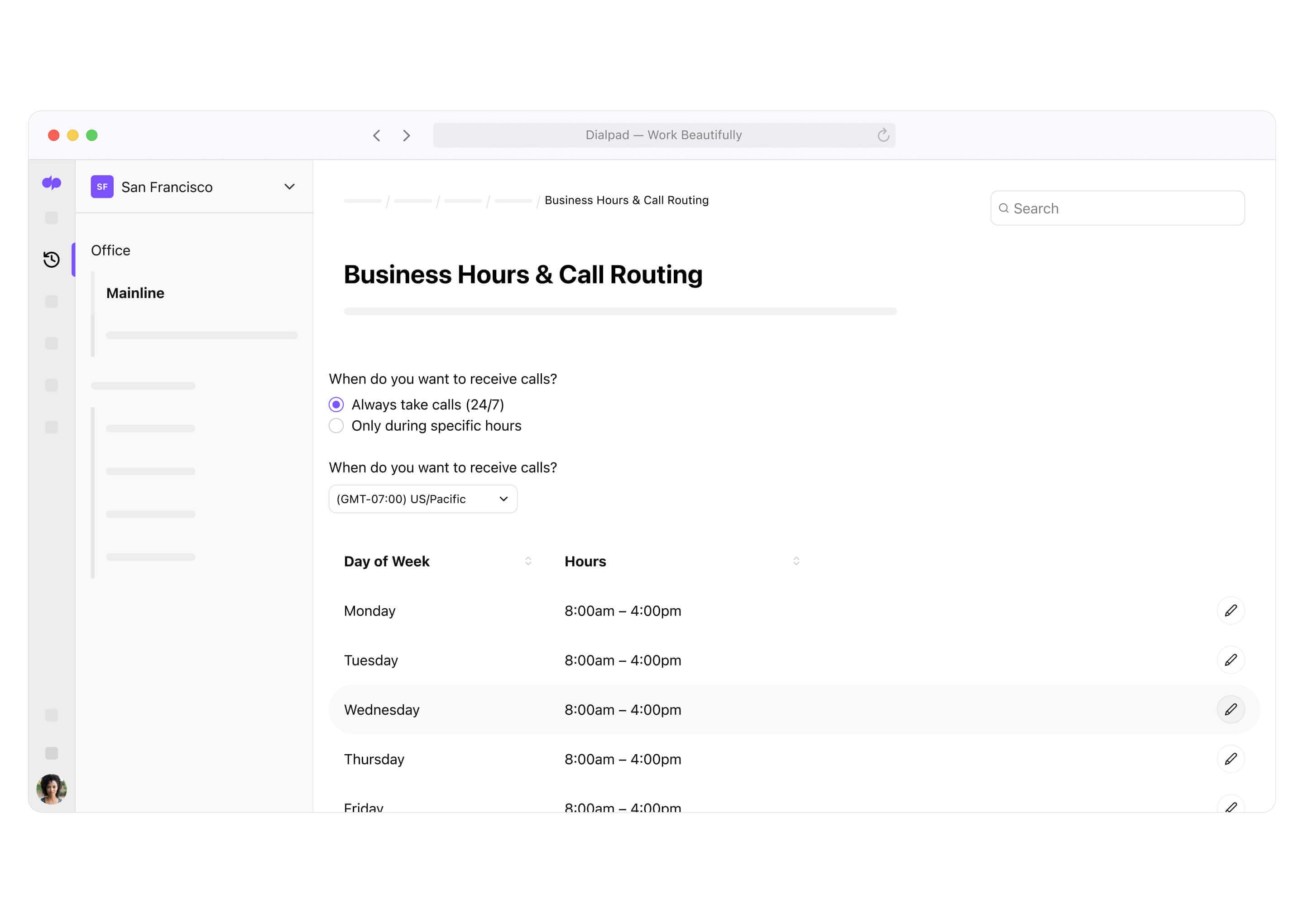 Single Item Card Settings Business Hours v2