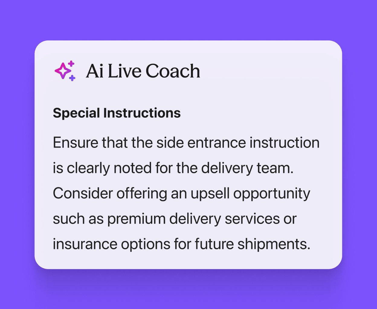 Screenshot of Dialpad Ai Live Coach feature popping up helpful notes for an agent or rep when a tricky question comes up on a call
