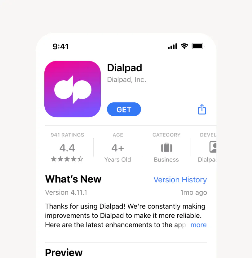 Screenshot of Dialpad app profile on App Store