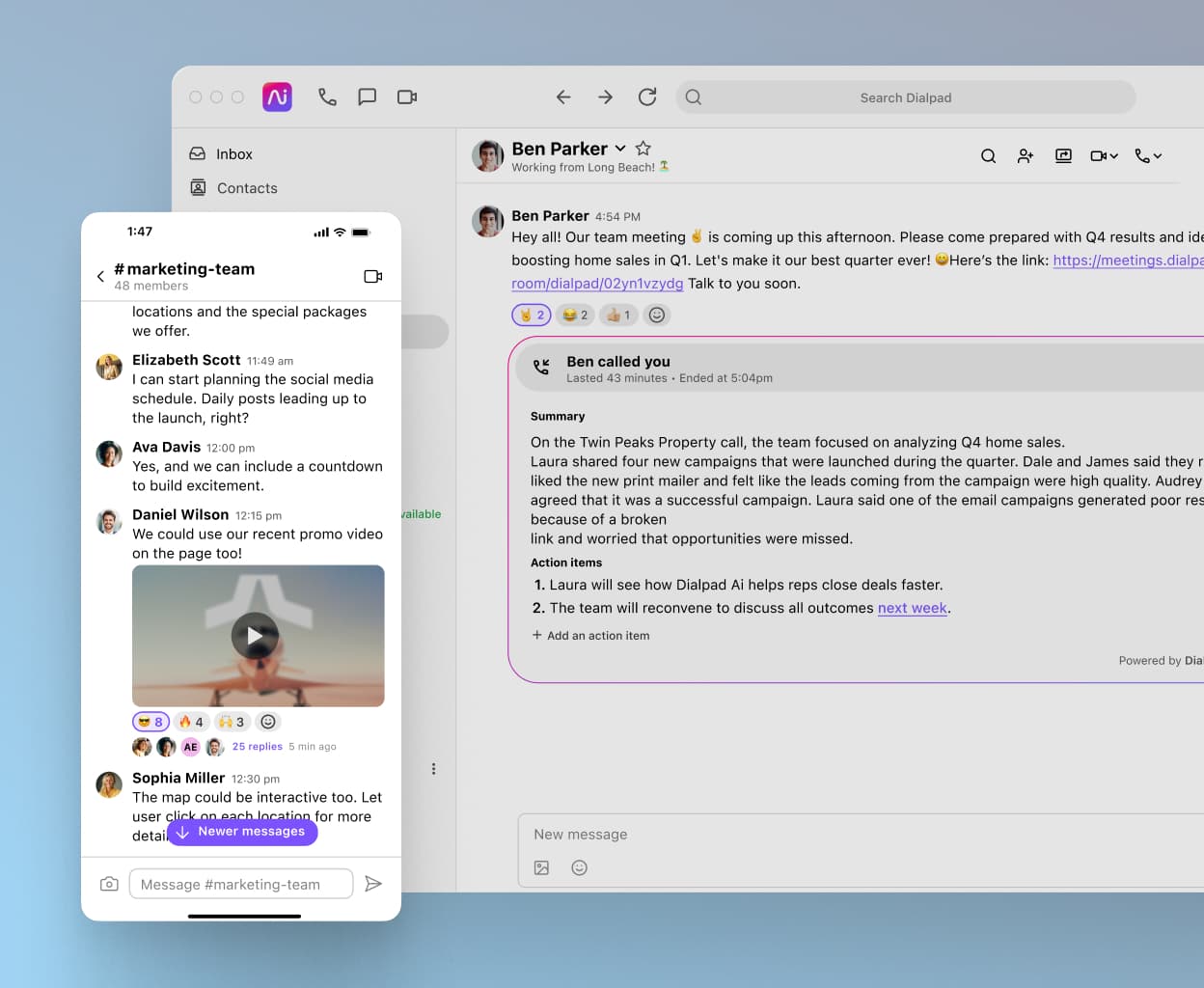 A video conference happening in Dialpad's desktop and mobile app.