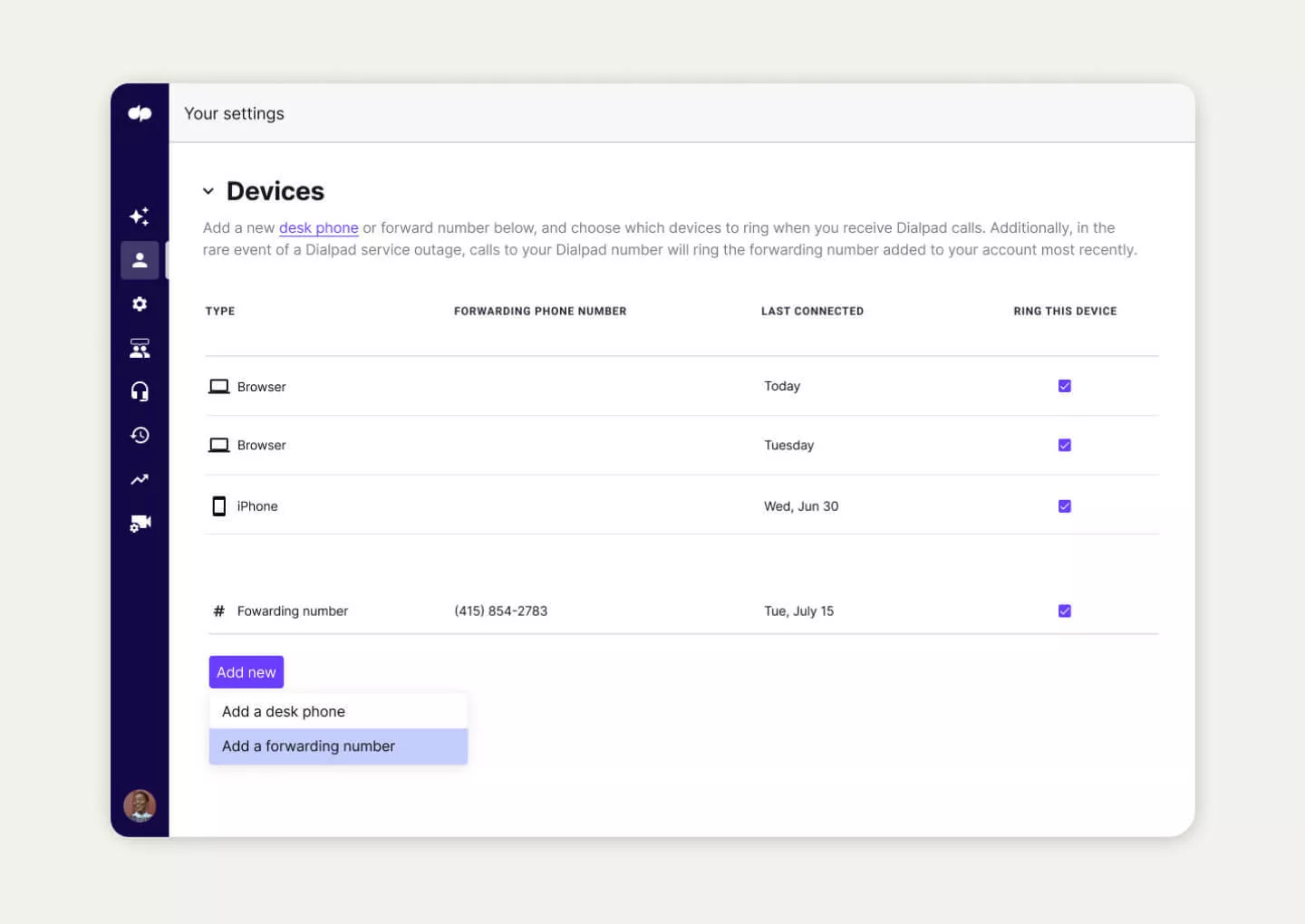 Single-Item-Card Call-Forwarding