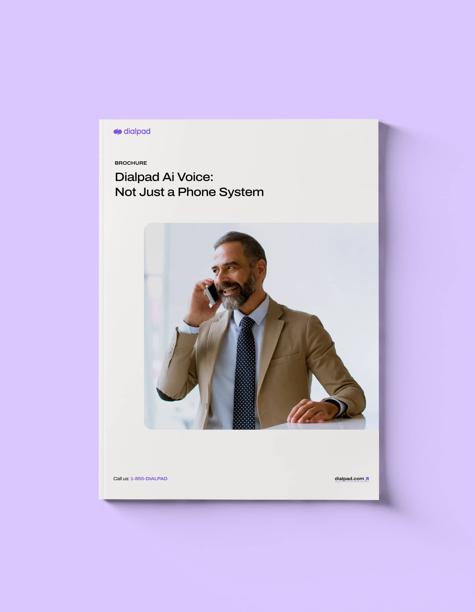 Mockup of a brochure titled Dialpad Ai Voice Not Just A Phone System