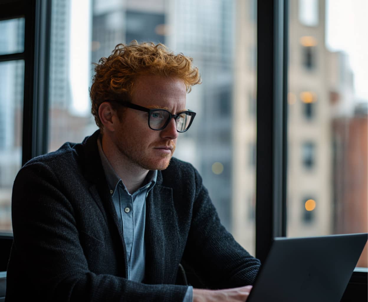 A man working on a laptop