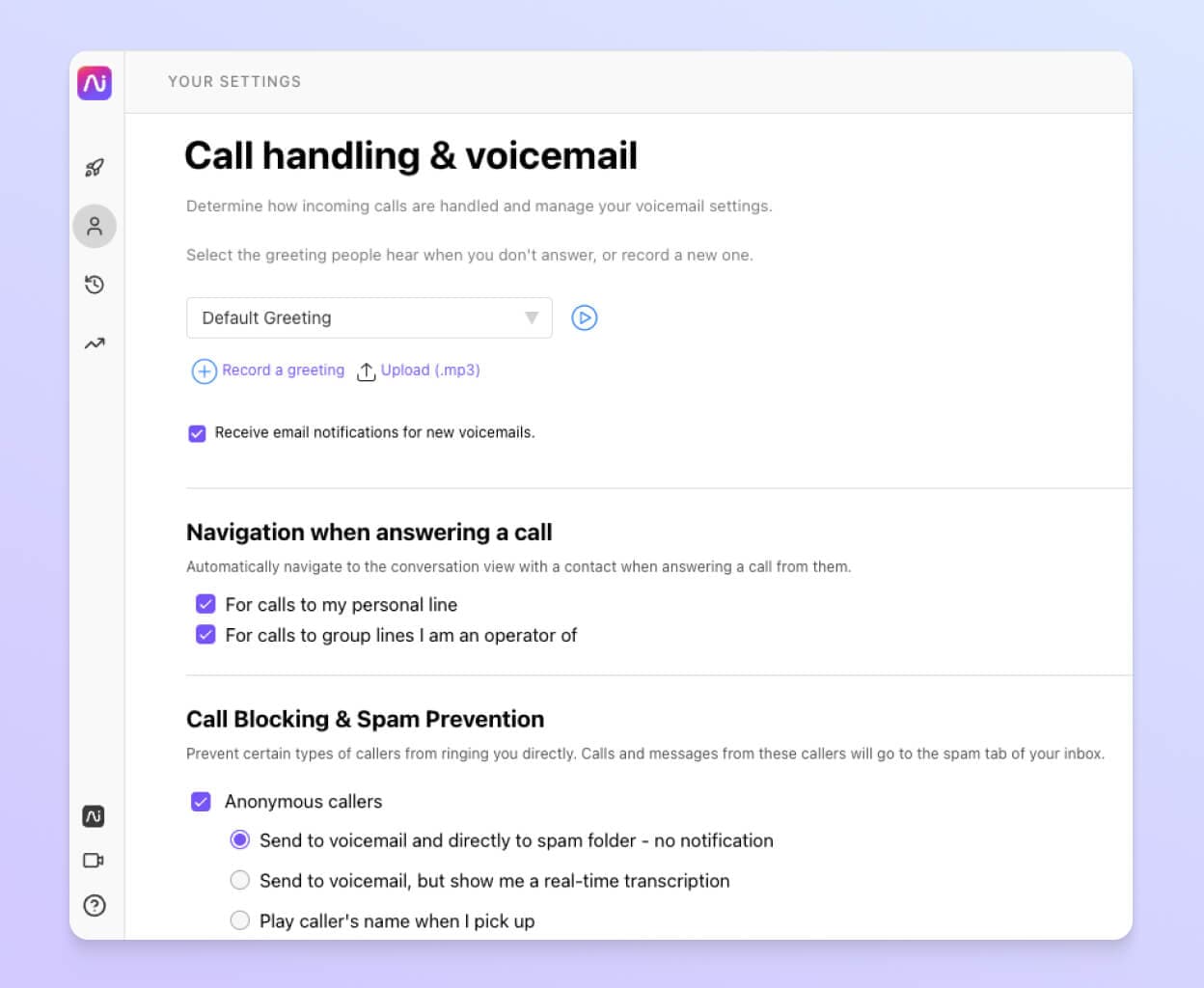 Screenshot of uploading a custom queue greeting in Dialpad