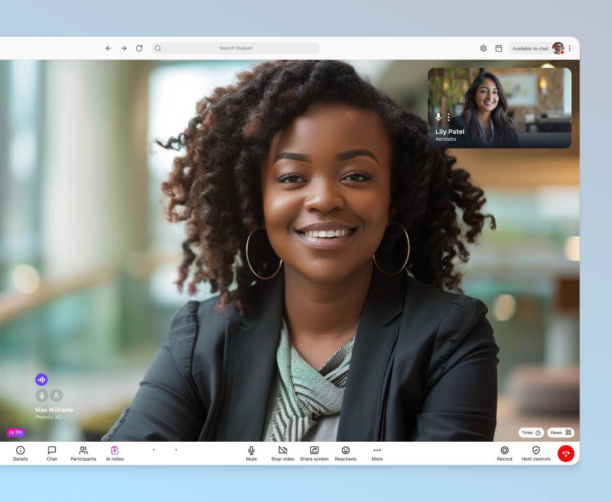 A video conference happening in Dialpad's desktop app