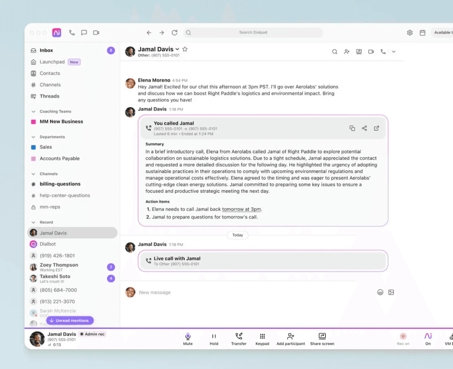 Dialpad's Call recording and transcription