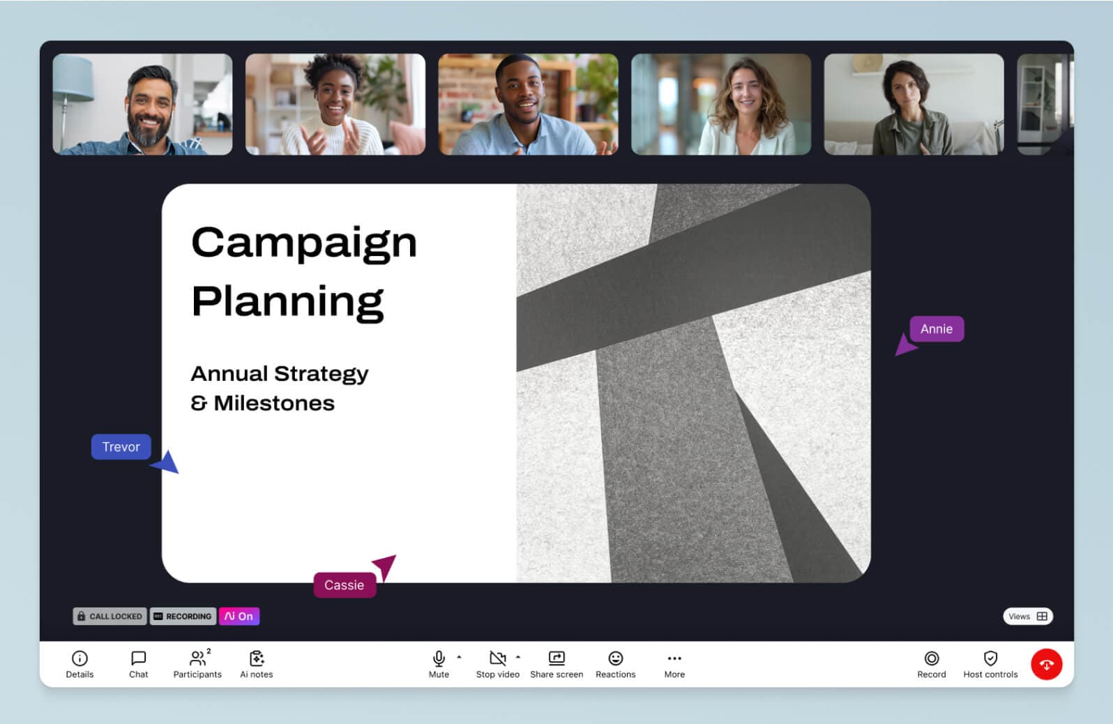 Screenshot of the screen sharing feature in Dialpad Meetings