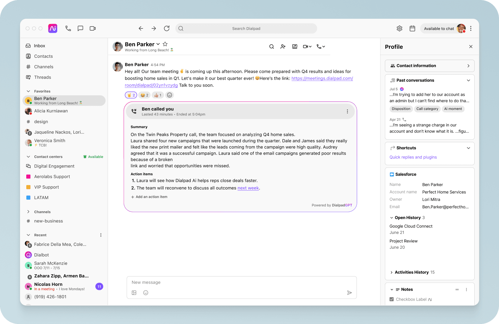 automated call notes and summaries