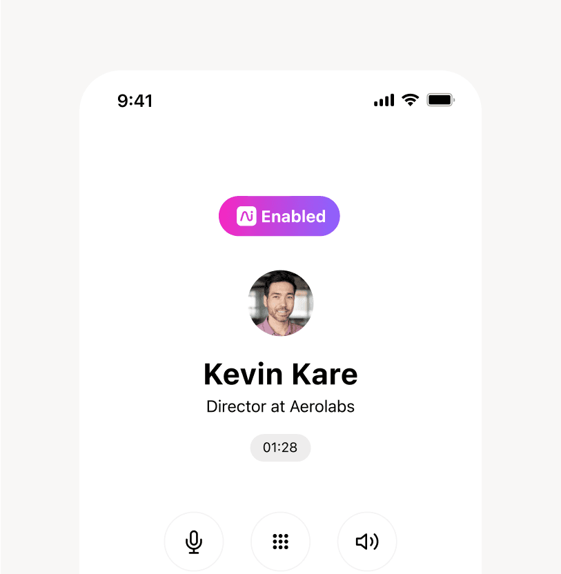 Screenshot of an ongoing call on mobile