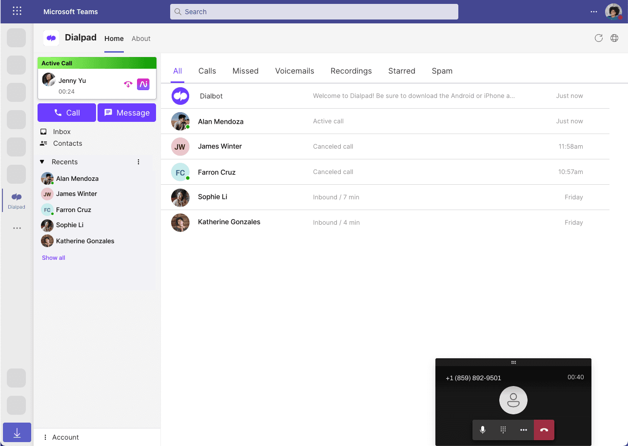 Dialpad app ongoing call Dialpad app ongoing call