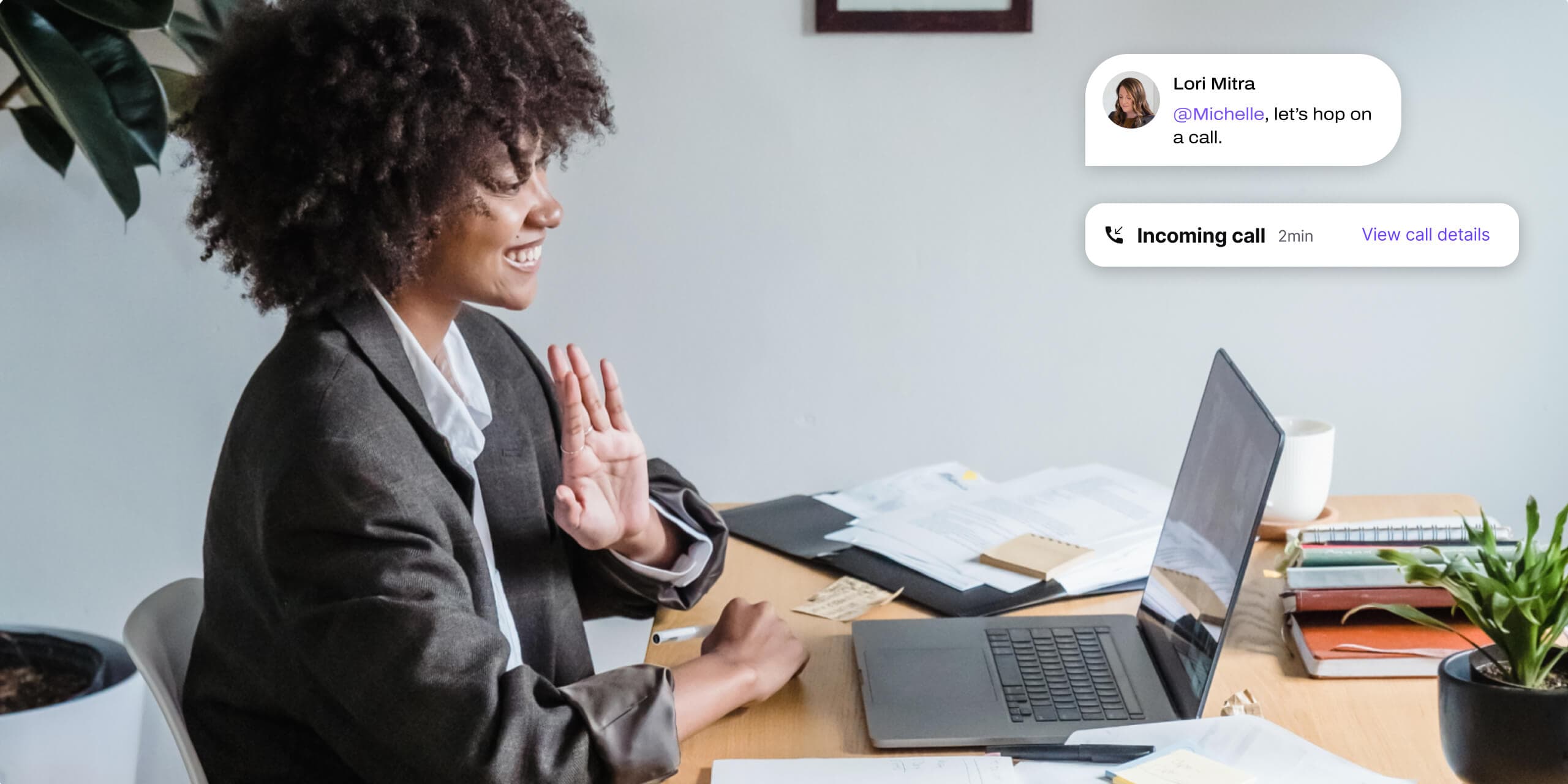 A woman engaging in a video call