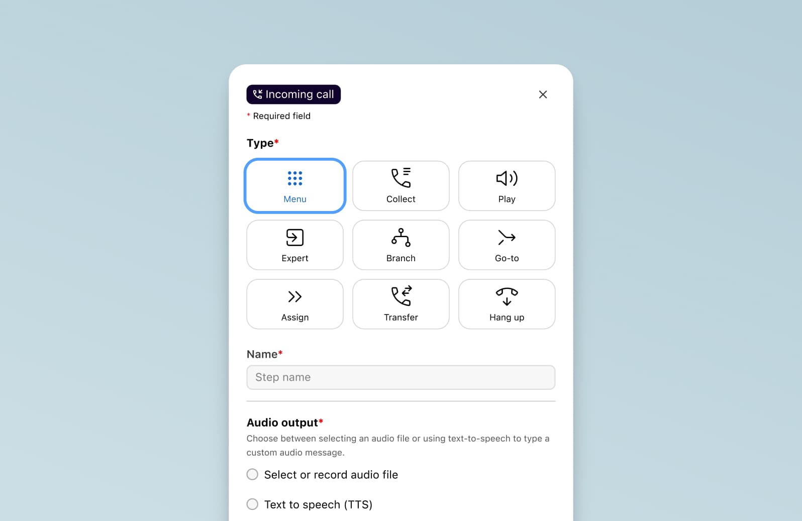 Screenshot of setting up an IVR flow in Dialpads online dashboard
