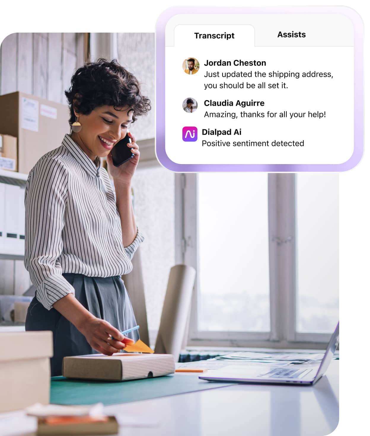 A woman talking on the phone